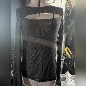 Killstar Gothic Black Spiderweb Lace Long Sleeve Top